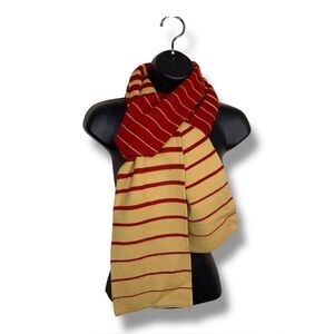 Y2K Echo Soft Knit Burgundy Red Beige Striped Scarf Adult Unisex